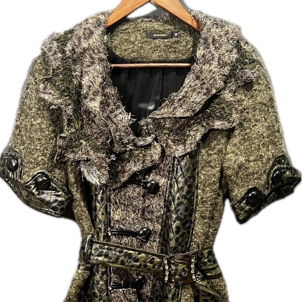 RADZOLI- 🦄Unique Short Sleeve belted Mixed Media Textiles Jacket- Size M